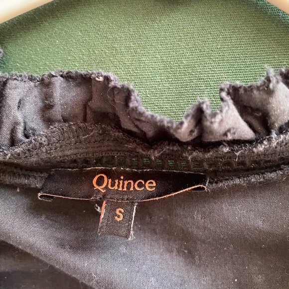 Quince Organic Textured Cotton Peasant Blouse in Black - Picture 7 of 8